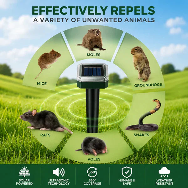 Solar Mole & Pest Repellent Stakes 🌿 | Keep Your Garden & Lawn Free from Burrowing Animals