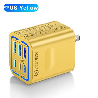 6-Port USB Charging Station ⚡ | 50W Fast Charge Hub for Multiple Devices & Desk Organization