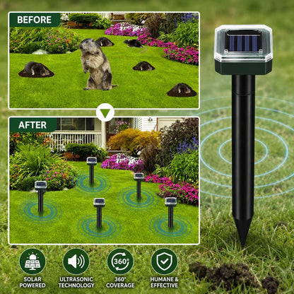 Solar Mole & Pest Repellent Stakes 🌿 | Keep Your Garden & Lawn Free from Burrowing Animals