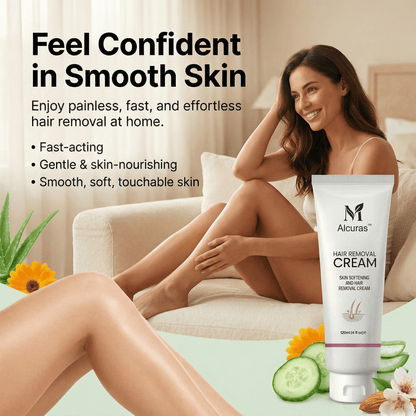 Alcuras™Purely Natural Pain-Free Hair Removal Cream|Hair-Free Skin in Just 10 Minutes — No Razor Needed