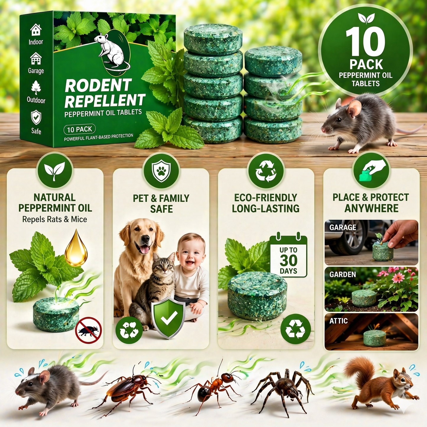 Natural Peppermint Oil Mouse Repellent Pouches 🐭 | Safe Rodent Control for Home & Garden Protection