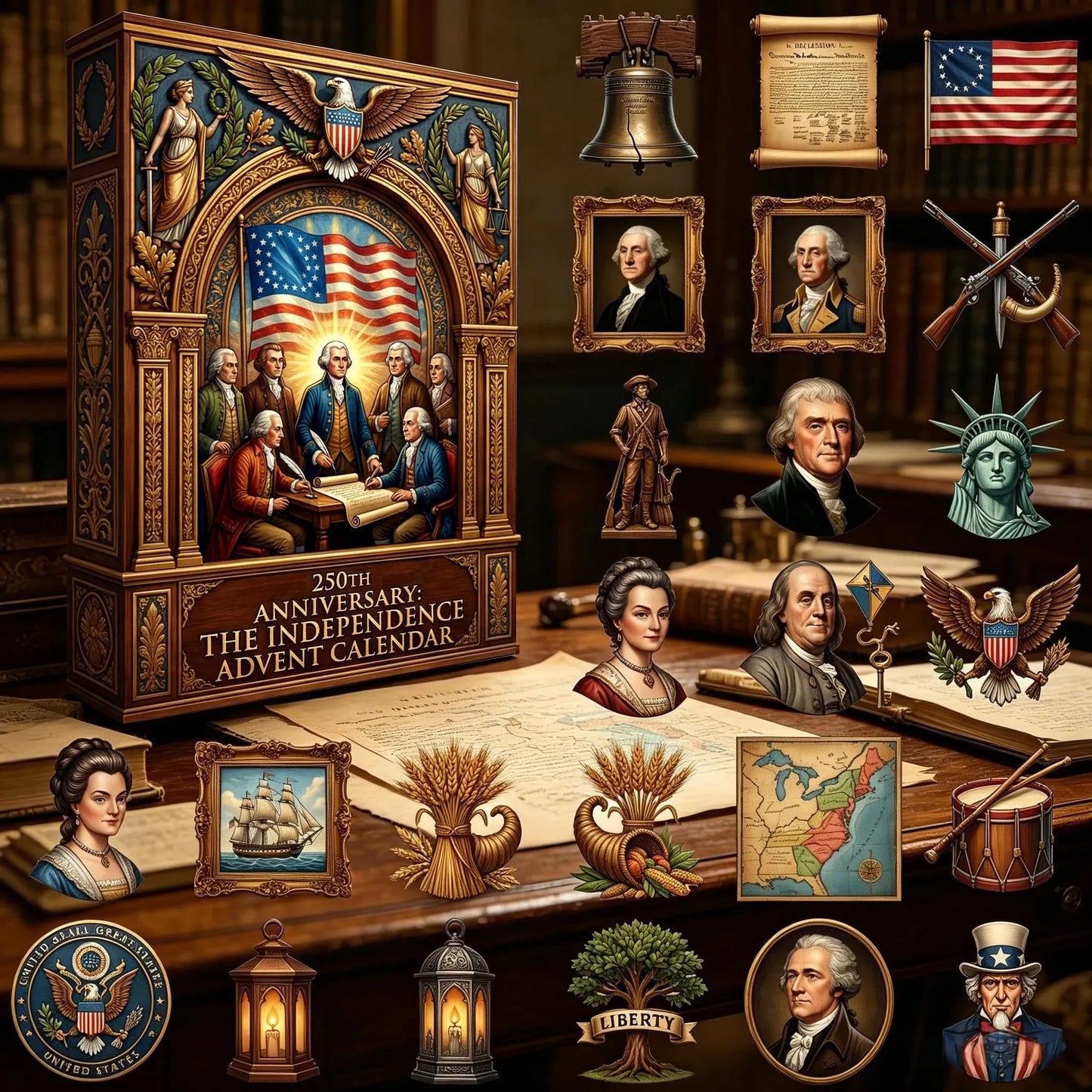 🇺🇸 LAST CHANCE — 250th ANNIVERSARY EDITION 🎖️ The Independence Advent Calendar 24 Days. 24 Stories. One Nation.