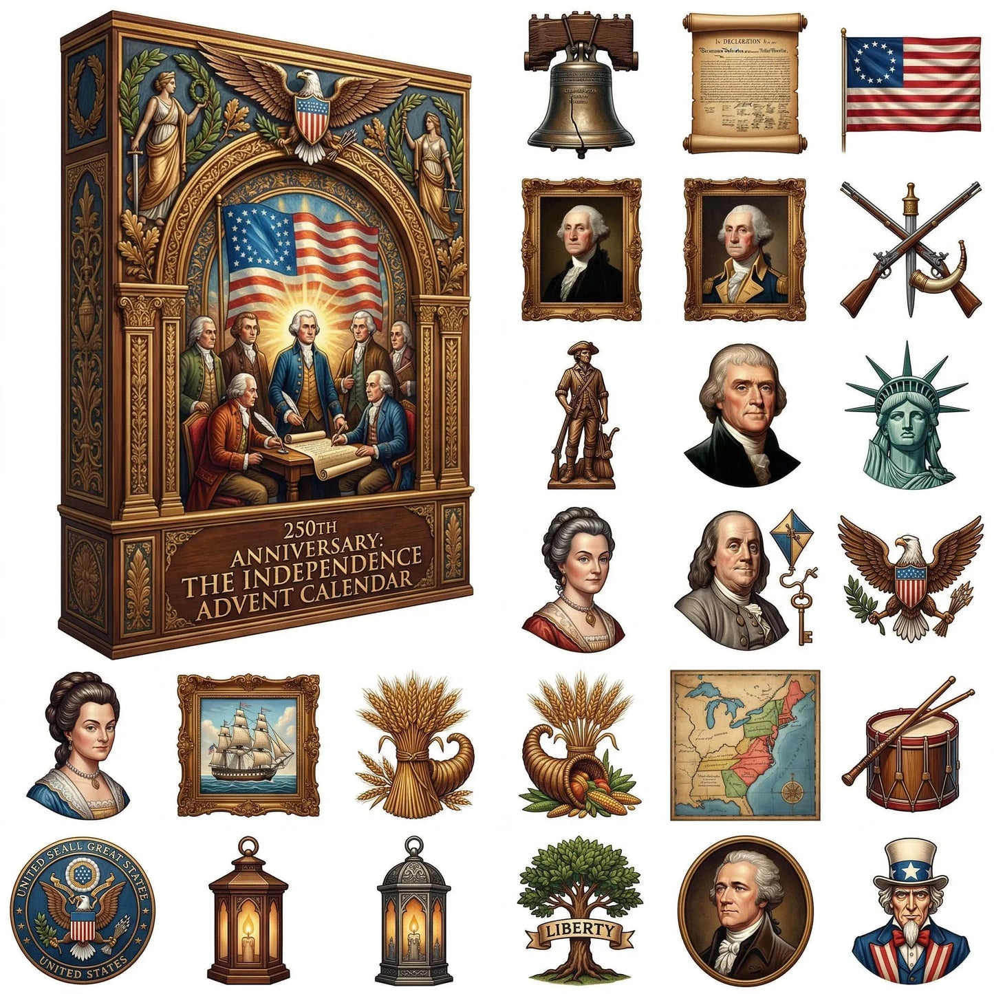 🇺🇸 LAST CHANCE — 250th ANNIVERSARY EDITION 🎖️ The Independence Advent Calendar 24 Days. 24 Stories. One Nation.