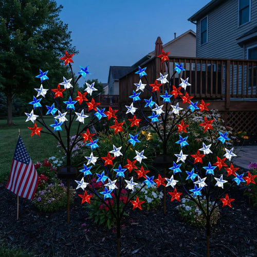 🎉 LAST DAY 49% OFF ⭐ Solar Patriotic Star Lights 🇺🇸 Turn Your Yard Into a Nighttime Celebration
