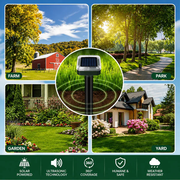 Solar Mole & Pest Repellent Stakes 🌿 | Keep Your Garden & Lawn Free from Burrowing Animals