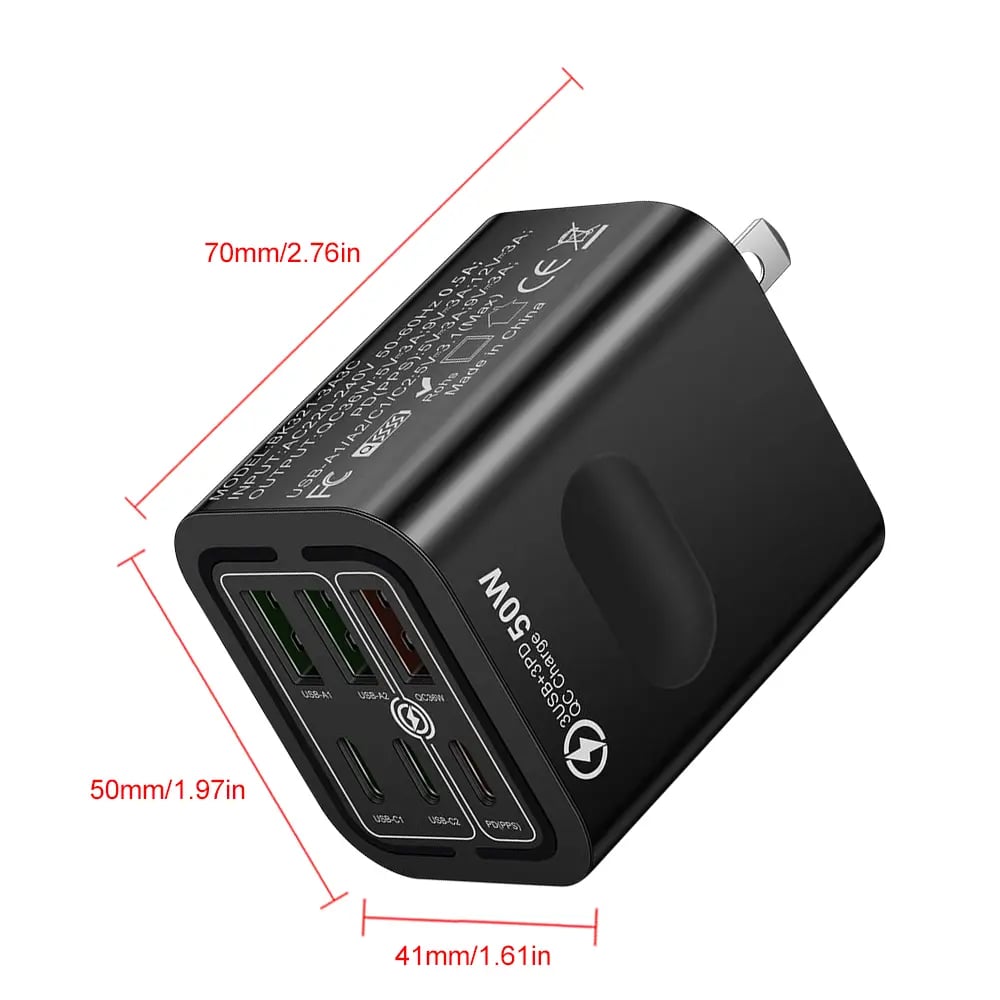6-Port USB Charging Station ⚡ | 50W Fast Charge Hub for Multiple Devices & Desk Organization