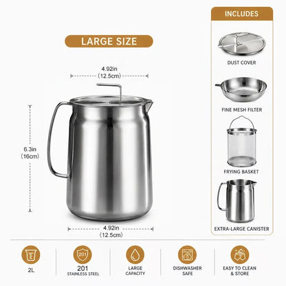 Multi-Function Stainless Steel Frying Pot 🍳 | Deep Fryer, Strainer & Oil Filter Kitchen Cookware