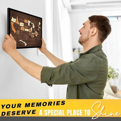 Wooden USA Travel Map Puzzle 🧭 | Push Pin Adventure Wall Decor & Memory Display Gift
