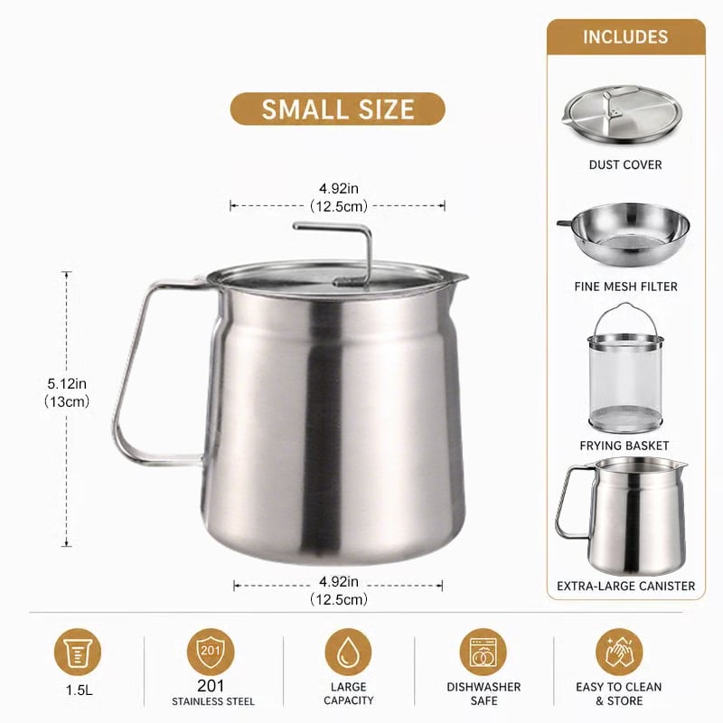 Multi-Function Stainless Steel Frying Pot 🍳 | Deep Fryer, Strainer & Oil Filter Kitchen Cookware