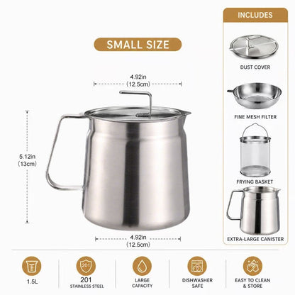 Multi-Function Stainless Steel Frying Pot 🍳 | Deep Fryer, Strainer & Oil Filter Kitchen Cookware
