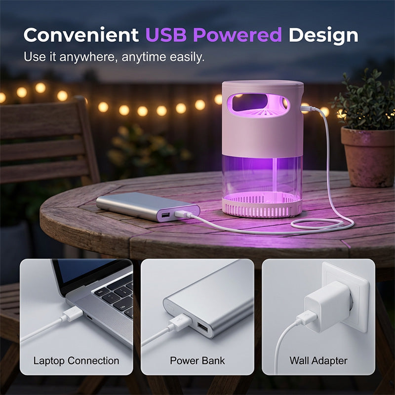 USB Mosquito Killer Lamp 🦟 | Quiet UV Bug Trap for Bedroom, Home & Outdoor Use