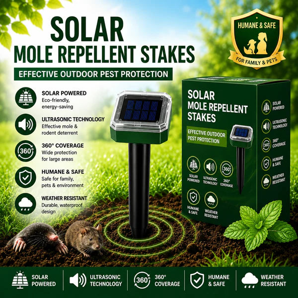 Solar Mole & Pest Repellent Stakes 🌿 | Keep Your Garden & Lawn Free from Burrowing Animals