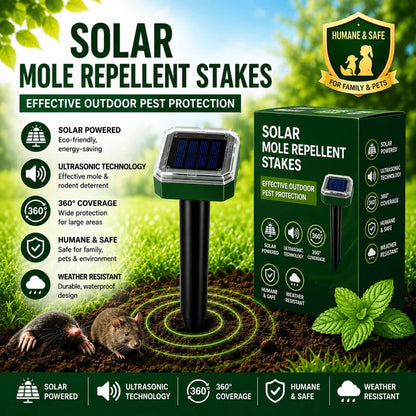 Solar Mole & Pest Repellent Stakes 🌿 | Keep Your Garden & Lawn Free from Burrowing Animals
